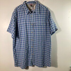 Mens The North Face Plaid Button Shirt Short Sleeve Performance 2XL Conceal Pock